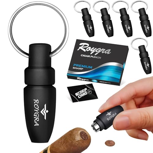 Roygra Cigar Punch, Mini Portable Cigar Punch With Key Chain Fit All Cigar Sizes cover