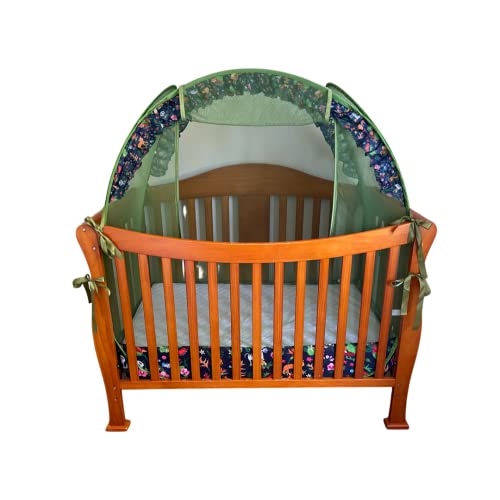 Magnolia Honey Baby Crib Tent - Pop Up Mesh Canopy - Breathable Mosquito Net - Cute Jungle Design - Keep Toddler From Climbing Out - Fits All Standard Cribs - Portable - Easy To Install #TOP5