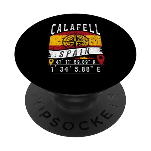 Calafell Bandera España Coordenadas GPS De Calafell PopSockets PopGrip Intercambiable