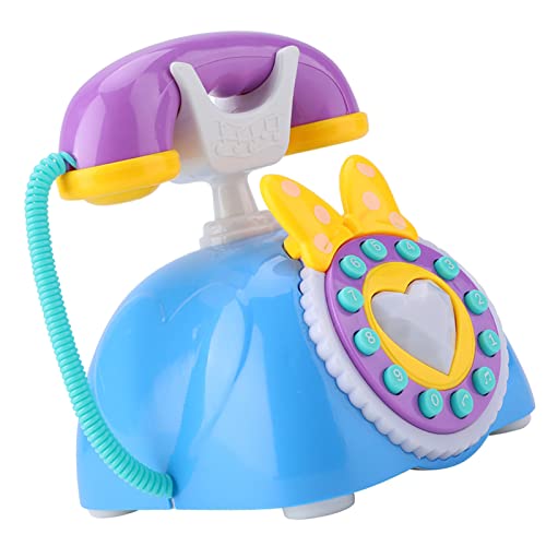 Simulation Kid Telephone Toy Bilingual Smart Phone with Lights & Music Kids Toys Cute Phone Pretend Play Toys Children Baby for Learning Education Girls Birthday Gift(Blue)