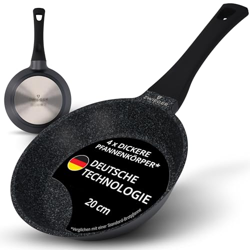 ZWIEGER Hochwertige kleine Pfanne 20cm Induktion – Bratpfanne 20 cm, Aluguss, vollflächiger Edelstahlboden, für alle Herdarten (inklusive Induktion) geeignet – Antihaft, PFOA- & PFOS-frei 1