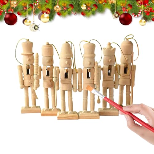 6 Stück Nussknacker Figur Aus Holz Zum Selbstgestalten,13cm Malen Sie...