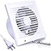 SAILFLO 4 Inch Wall-Mounted Exhaust Fan, 12W 130m³/h Ventilation Extractor with Anti-backflow Check Valve Chain Switch for Window Duct Glass Grow Tent Bathroom Vents - 6"×6" Grid Panel - Small Size