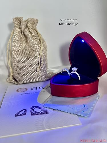 Moissanite Diamond Wedding Band Ring Set, 1.19Ct Round Cut VVS1, 925 Sterling Silver3