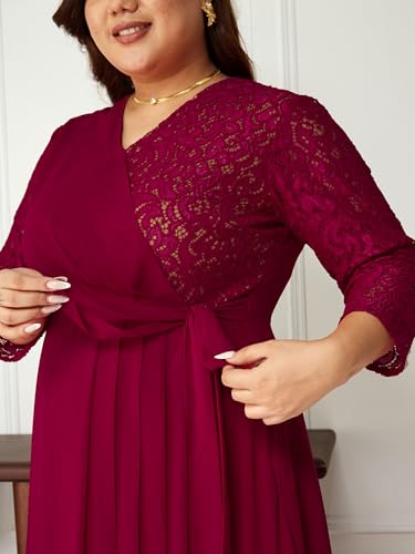 Image of Miss Chase A+ Women's Floral Printed Relaxed Fit V -Neck 3 /4Th Sleeve Georgette Maxi Dress