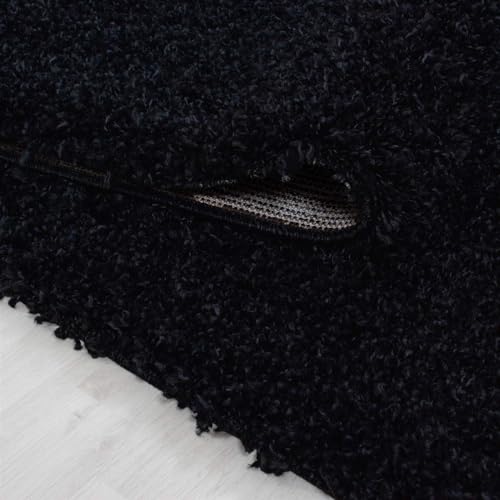 Image of AROMICK Modern Polyester Anti Slip Shaggy Fluffy Rug and Carpet for Living Room, Bedroom & Dining Room (6 x 8 Feet, Black)