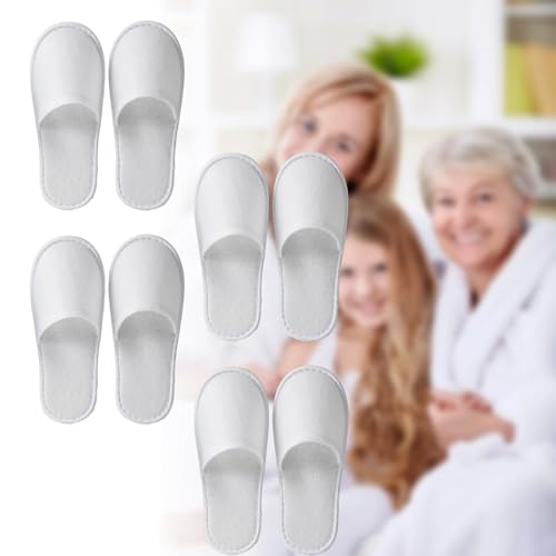 Oykrueats 4 Paar Hotelslipper Einweg Weiße,Gästehausschuhe set Leinensohle,Hotelschlappen Korallensamt,Einmal Hausschuhe Durchschnittsgröße,Gäste Einmal Hausschuhe für Reise, Spa, Sauna und Zuhause