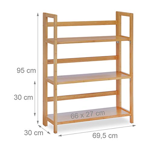 Relaxdays Libreria in Legno, Scaffale in bambù, 3