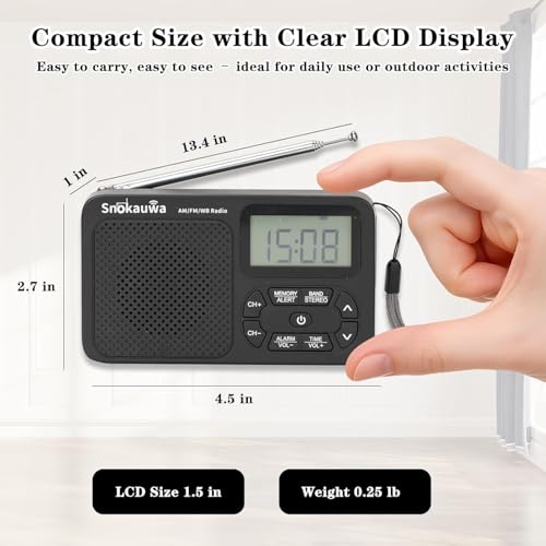 Image of AM FM Radio, Portable Emergency Weather NOAA Radio, Small Digital Radio with Dual Mode Storage, Digital Tuner, Sleep Timer, Wall Plug and Battery Powered (Grey)