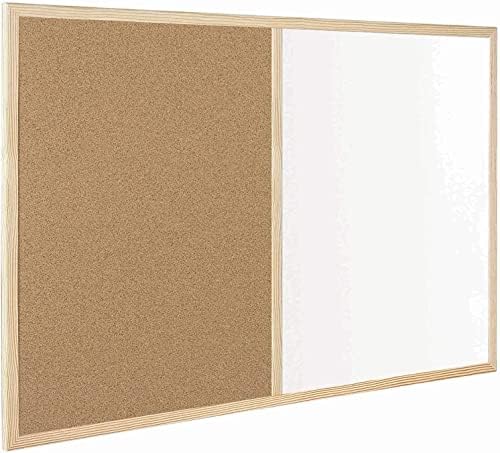 KAV - White Board and Cork Board (2 in 1) with Wooden Frame | Notice Boards Wall Mounted & Dry Erase Office Memo School Home (300x 400)