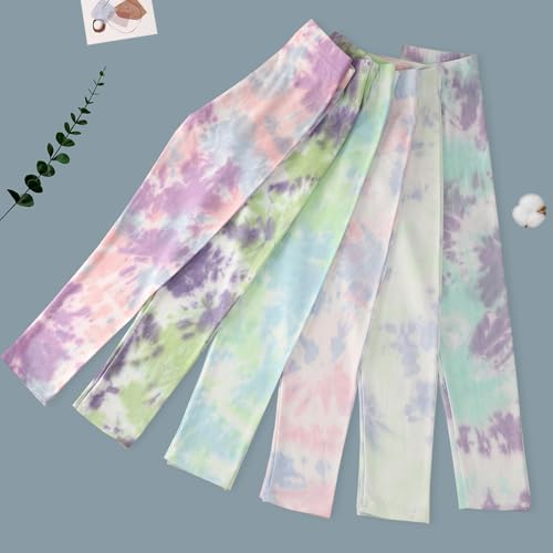 6 Pack Girls Printed Leggings Basic Full Length Stretchy Leggings for Kids Soft Pants Girls' Tie-Dye Leggings2