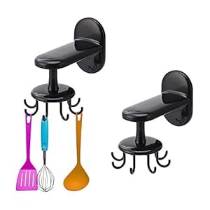 Draaibare Houder voor Keukengerei Keukenhaken van ABS Kookgerei 360° Roterende Haken Haakrail voor Keukengerei met 8…