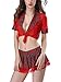 Produktbild FEOYA Sexy Minirock Ouvert mit BHS Set Babydoll Nachtwäsche Neckholder Tiefer Cosplay Schulmädchen Kostüm Kleid Dessous Halloween Kostüm Rot M