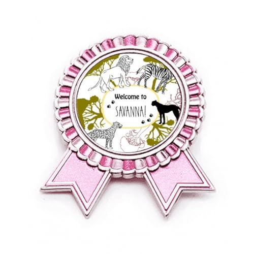 Broche africaine léopard rose M en métal, accessoire chic pour veste