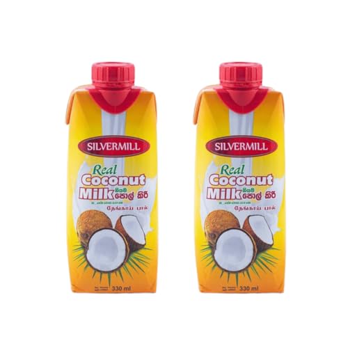 Silvermill Real Coconut Milk 17% 2X330ml – Fresh Thick Coconut Milk in Resealable Twist Cap Pack, UHT Treated for Hygiene & Freshness – Ideal for Cooking, Curries, Desserts, Smoothies & Baking