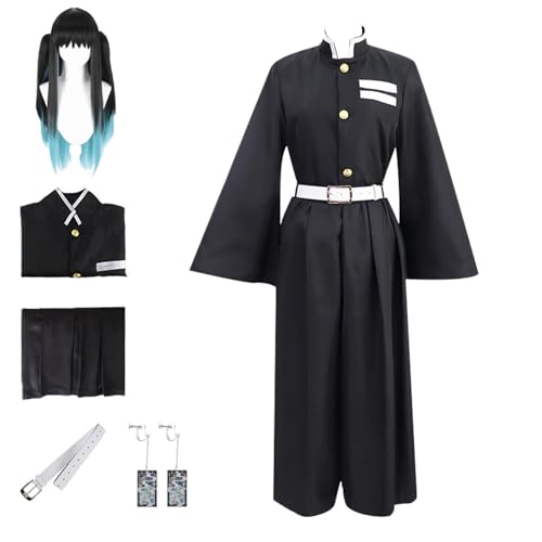 Image of Mens Muichiro Cosplay Costume Tokitou Muichirou Cosplay Uniform Kimonos With Wig Full Set Outfit Halloween