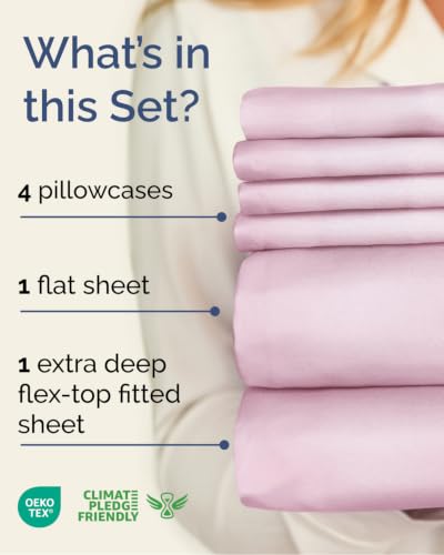 Image of Flex Top Split Head King 6 Piece Sheet Set - Soft & Cooling - Light Pink