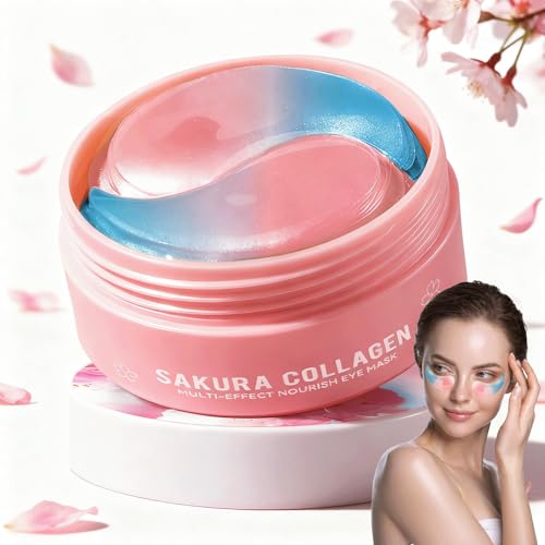 Under Eye Gel Patches 60pcs Sakura Collagen Hydrating Eye Mask for Dark Circles Puffiness & Wrinkles Soothing Under Eye Pads for Women & Men