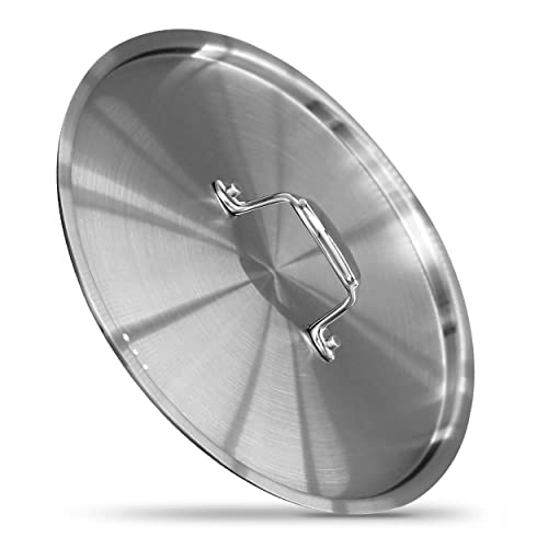 NutriChef Lid for 5-Quart Stockpot - Stainless Steel Kitchen Cookware Cover with Handle, Fits 8.66” Pot Inner Size, Works with Model NCSPT5Q 5-qt. Stock Pot