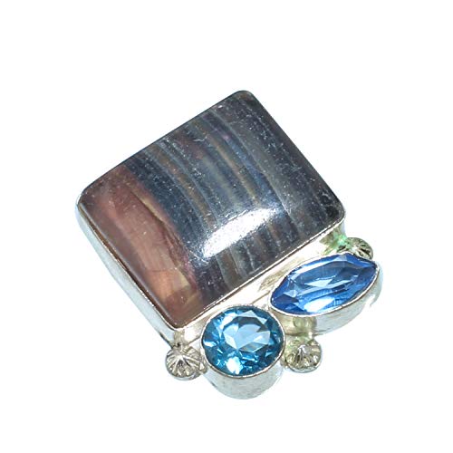 Bague Fluorite Tanzanite quartz argent 925 fait main taille UK 7 SF-2025