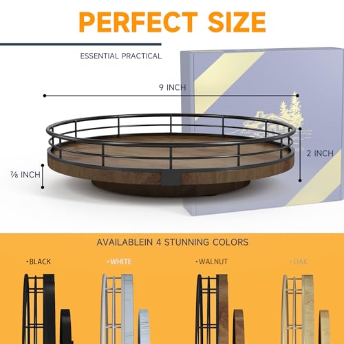 Amh Farmhouse Oak 9 Inch Lazy Susan Turntable Organizer For Cabinet, Round Wooden Lazy Susan Organization And Storage For Dining Table thumb #3