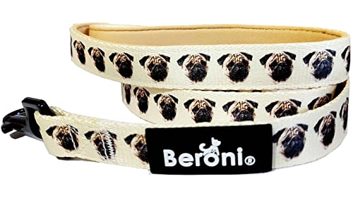 Hundeleine Mops Mopsleine zum Hundegeschirr oder Halsband 1.50 cm lang verstellbar gepolstert hochwertig Leine Hund beige Hundeleine