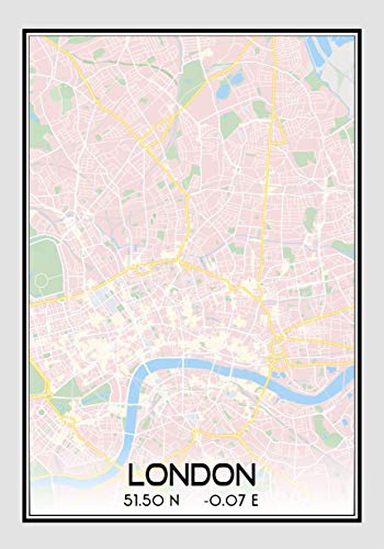 Tipolitografia Ghisleri Mapa Póster de Londres Reino Unido 70 x 100 cm en Papel Blanco de 120 g. Marco no Incluido 🔥
