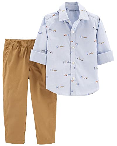 Ensemble haut manches longues et pantalon bébé garçon bleu kaki Carter's