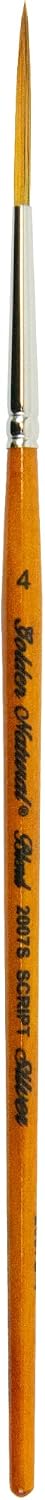 Silver Brush 2007S-4 Golden Natural Hair and Taklon Short Handle Blend Brush, Script Liner, Size 4