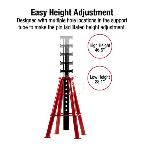 Sunex 1410 10-Ton, High Height, Pin Type, Jack Stands, Pair #TOP3
