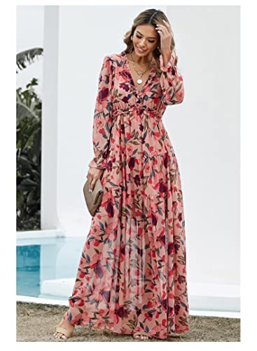 Vestido Longo Casual Manga Curta Longo Nova Moda Feminina Casamento (Vermelho,M)