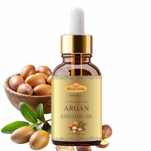 Image of Khadi 100% Pure Herbal Natural Moraccan Argan Oil, Cold Pressed Organic, for Skin, Hair & Anti-Ageing Face Care (Pack Of 1, 15ml., Argan)