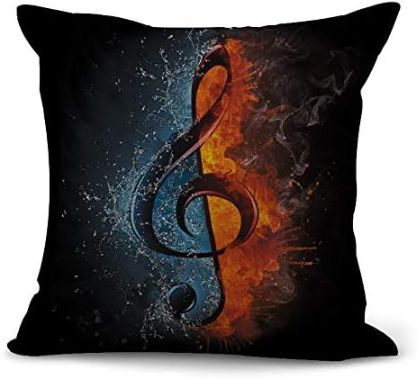 Hengjiang WEIANG Music Party Cushion Covers Guitar Record Music Note Painting Cotton Linen 18x18/ 45x45cm Throw Pillow Cases For Home Sofa Bed Decorative