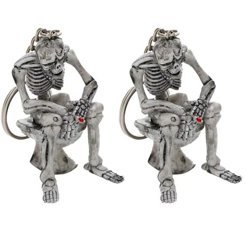 Porte-clés crâne,2 pièces Porte-clés de tête de mort,Porte-clés en forme de tête de mort sur...