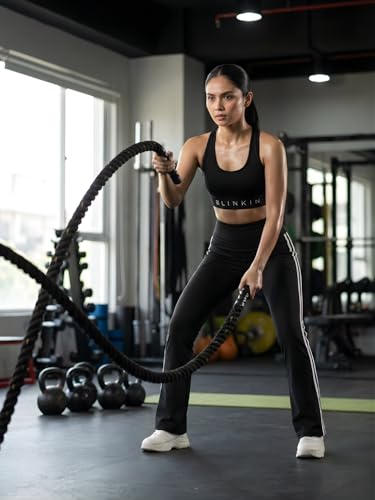 Image of BLINKIN Flared Gym Pants for Women's Workout - The Ultimate Yoga Pants | Workout Lowers | Gym Track Pants for Women with Side Pockets (5430)