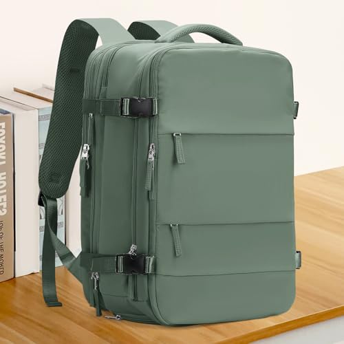 Image of coowoz Large Travel Backpack For Women Men, Carry On Backpack,Hiking Backpack Waterproof Outdoor Sports Rucksack Casual Daypack Expandable Heavy Duty Extra large Backpack Olive Green