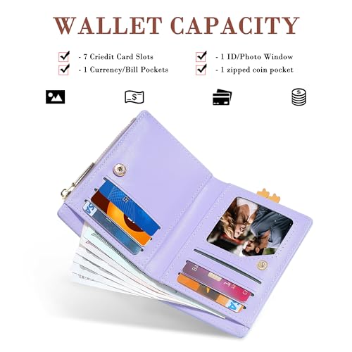 Image of CONISY Cute Small Womens Wallet with Coin Purse,Suitable Girls Teen Ladies (Duck Purple)