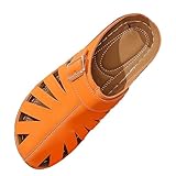 Nuoke zapatos verano mujer,sandalias de cuña mujer,Pantuflas de con punta redonda, gruesa, huecas, con clip y tacón inclinado y gruesa Zapatillas Estar Por Niño Invierno (Orange, 36)