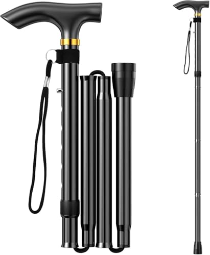Brysalis Gehstock Herren(Schwarz) Folding Damen Spazierstock Gehhilfen Walking Stick Gehhilfe Stock für Senioren Erwachsene Mit Clever Cane teleskop Klappbar Faltbare Gehstöcke Reisestock
