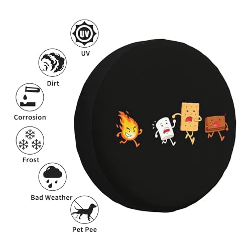 Image of Spare Tire Cover with Marshmallow Campfire Pattern Wheel Protectors Weatherproof Wheel Covers Universal Fit for Travel SUV Truck Rv Camper Trailers Accessories 16inch