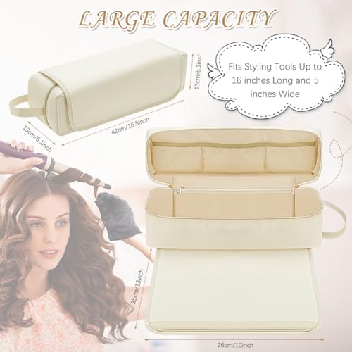 Hair Tools Travel Bag with Heat Resistant Mat for Airwrap Shark Flex Supersonic Hair Dryer Double-Layer Travel Storage Bag for Revlon Hair Dryer Brush Straightener Curling Iron Hair Accessories Tools - Thumbnail 4