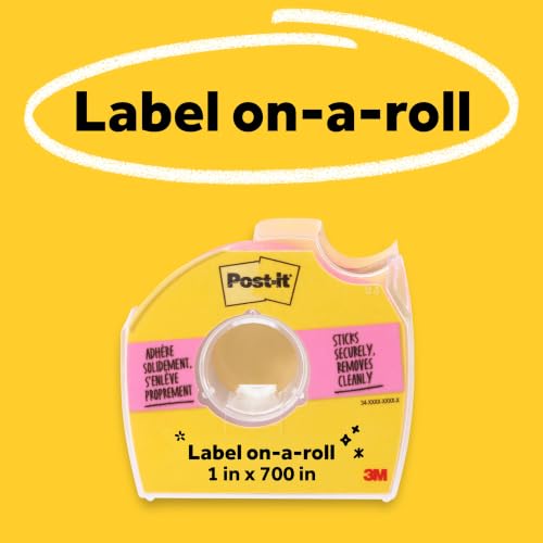 Post-it Labeling and Cover-up Tape, 2 Rolls, 1 in x 700 in (25.4 mm x 17.7 m), Neon Pink, Repositionable Writable Paper Tape with Dispensers for Labeling and Cover-Up at Home, School, Office - Image 2