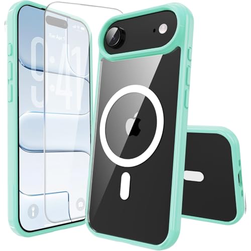 Image of for iPhone 17 Air Clear Case, Compatible with MagSafe, Magnetic Phone Case for iphoneAir, Shockproof Military-Grade Protection，Upgraded [Anti-Yellowing] (Mint Green, 17 Air)