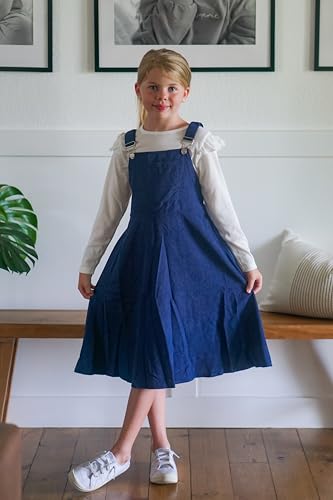 Image of HIHA Little Girls Adjustable Corduroy Pinafore Overall Dress Set Size 6-12