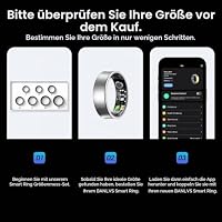 BANLVS Smart Watch Ring für Herren Damen, Fitness Ring mit 24/7 Herzfrequenz HRV, SpO2 Schlaf Temp, 176 Sportmodi, IP68 Wasserdicht Smartring, APP kein ABO, für Android und iOS (Silber, 60mm(9)) – Ansicht 2