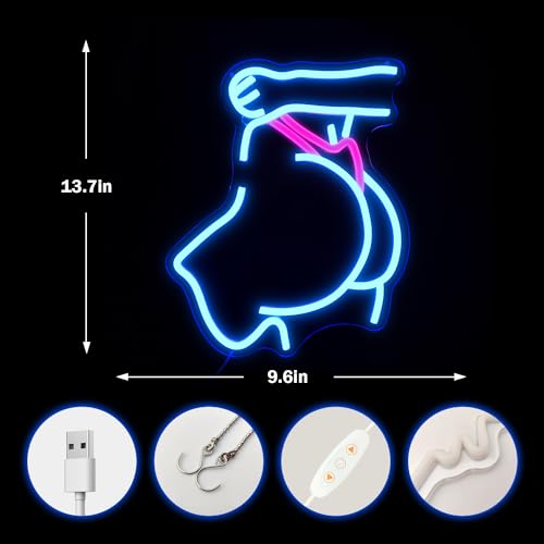 Image of Cheunyar Lady Back Neon Sign for Wall Decor Dimmable Lady Neon Light for Man Cave Butt Shaped Sexy Led Signs for Bedroom Neon Woman Sign Girl Led Bar Signs for Home Bar Bedroom Club Party Decor