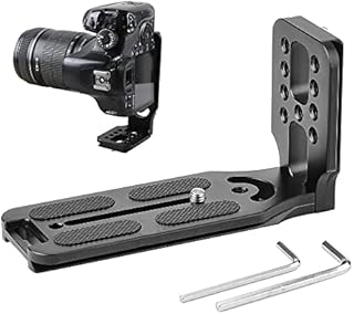 MiSevteen 1 Pack DSLR Camera L Bracket Aluminum Quick Release Plate Vertical Universal L Bracket Camera with 1/4 Inch Screw Vertical Video Shooting for Camera Spherical Stand and Gimbal Stabilizer