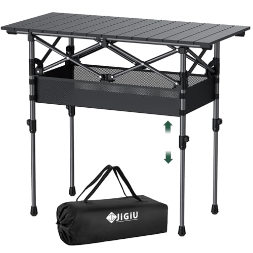 JiGiU Aluminum Roll-up Folding Camping Table 32"x15.7" Large for 4-6 Person