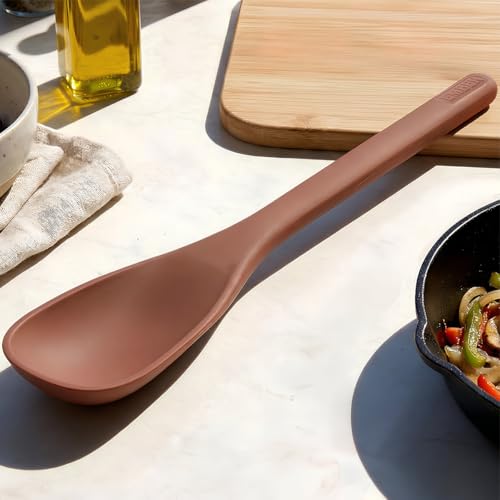 Image of Ember Cookware Silicone Stir Spatula 27 cm | 230C Heat Resistant | Platinum Grade Silicone Stirring Spoon | Heat Resistant Spatula for Cooking & Serving | Seamless Unibody Design | Terracotta