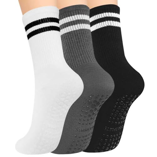 MIHAIR Pilates Yoga Socks with Grips, Crew Length, One Size